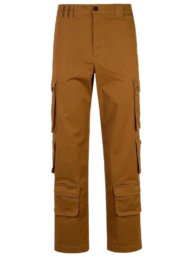 Cargo Trousers With Logo Patch In Brown Product Image