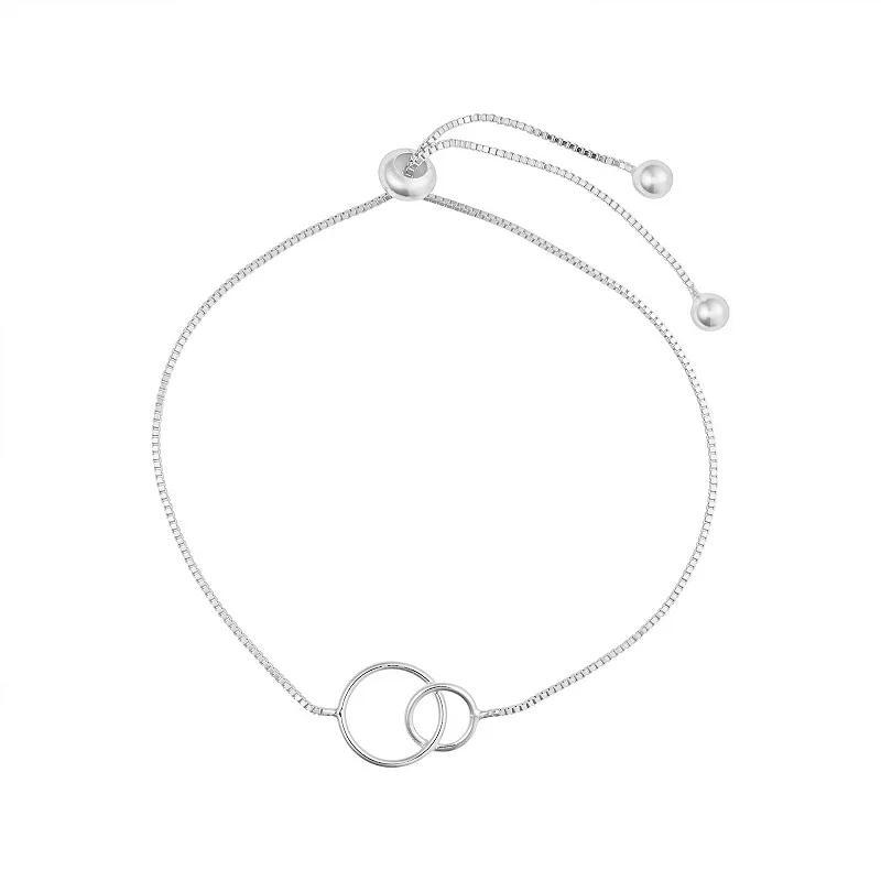 Main and Sterling Sterling Silver Adjustable Interlocking Circle Bracelet, Womens Silver Tone Product Image