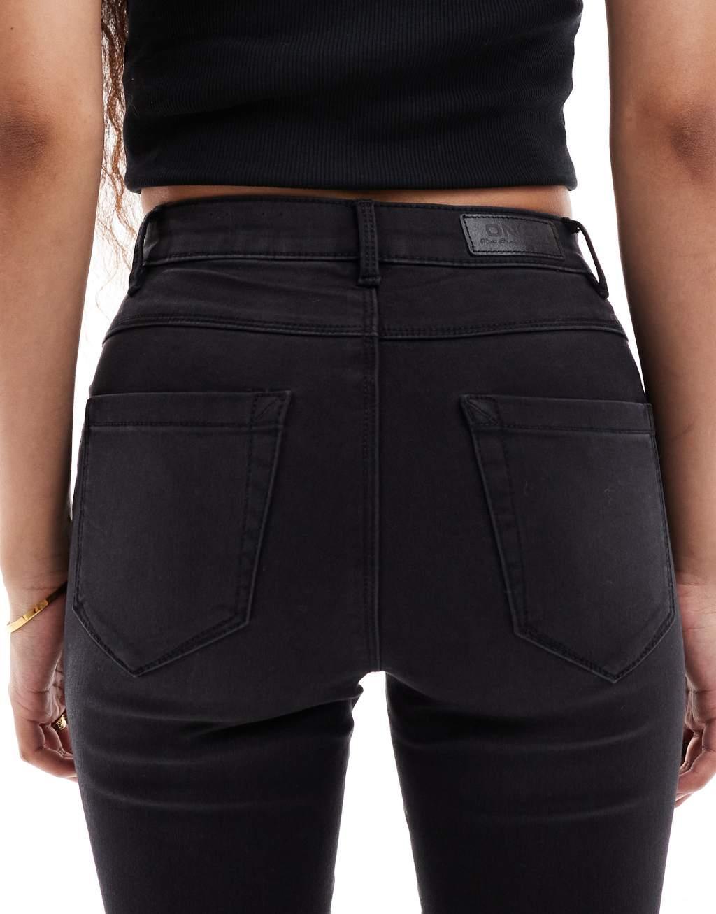 ONLY Petite Royal high waisted skinny jeans in washed black Product Image