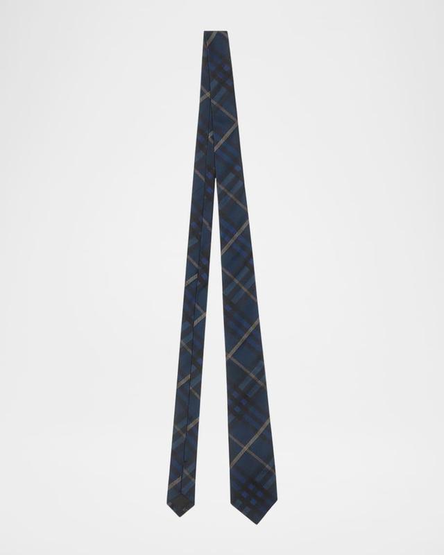 Men's Plaid Check Silk Tie, 7cm Product Image