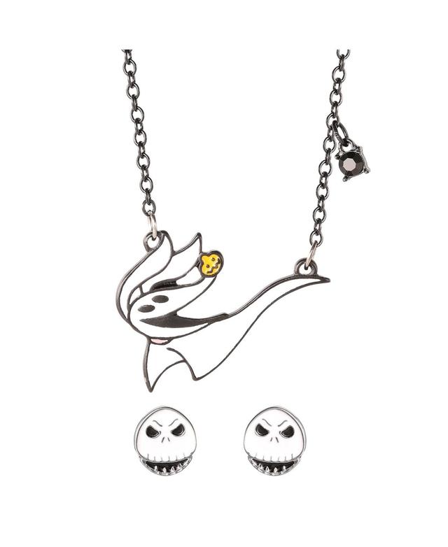 Disney The Nightmare Before Christmas Womens Costume Necklace and Earrings Set - Zero Necklace and Jack Studs - Black Product Image