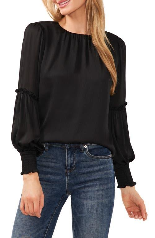 CeCe Crinkle Satin Long Sleeve Top Product Image