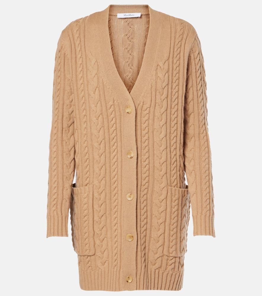 MAX MARA Calotta Cable-knit Wool And Cashmere-blend Cardigan In Beige Product Image