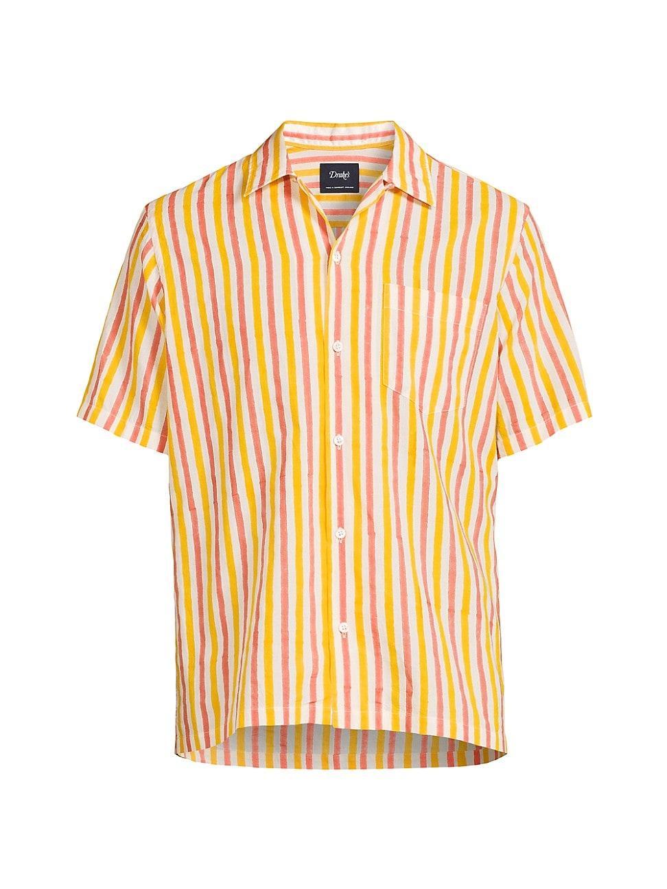 Mens Striped Button-Up Short-Sleeve Shirt Product Image