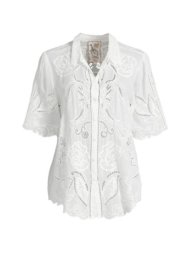 Womens Chryssie Embroidered Short-Sleeve Blouse Product Image