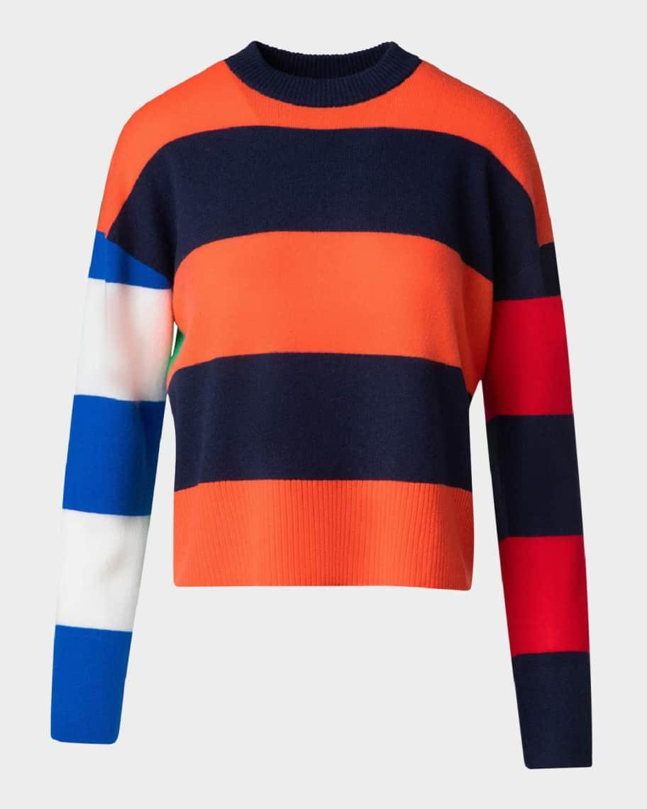 Colorblock Striped Boxy Cashmere-Wool Sweater Product Image