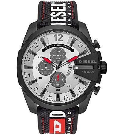 Diesel Mens Mega Chief Chronograph Black Nylon Watch Product Image