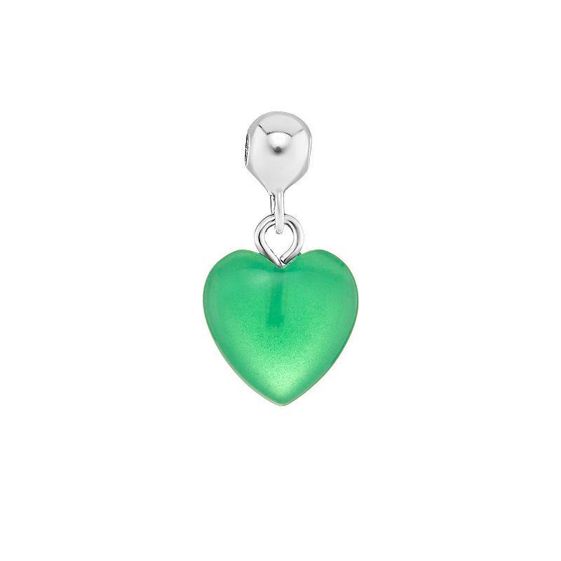 PRIMROSE Sterling Silver Polished Glass Heart Sliding Charm, Womens, Sterling Green Product Image