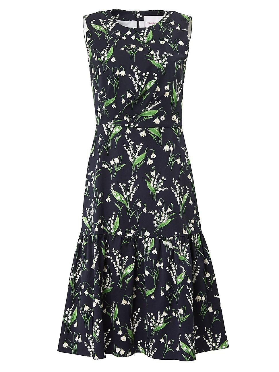 Womens Cabana Floral Crewneck Sleeveless Midi-Dress Product Image