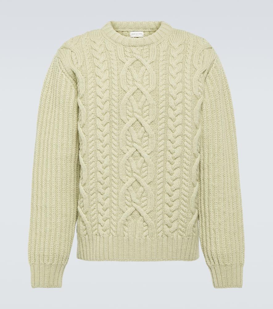 DRIES VAN NOTEN Green Crewneck Sweater In Light Green Product Image