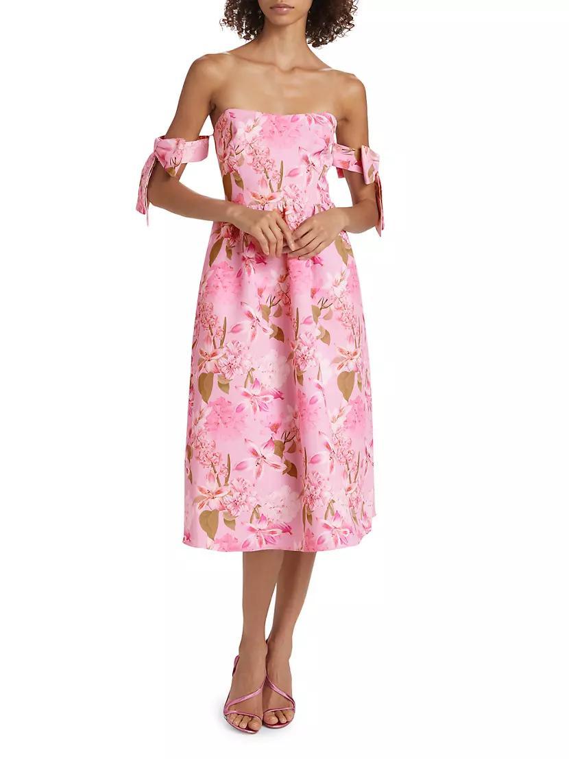 Evelyn Floral Off-The-Shoulder Midi-Dress Product Image