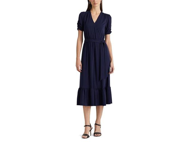 Lauren Ralph Lauren Belted Stretch Jersey Surplice Dress (French ) Women's Dress Product Image