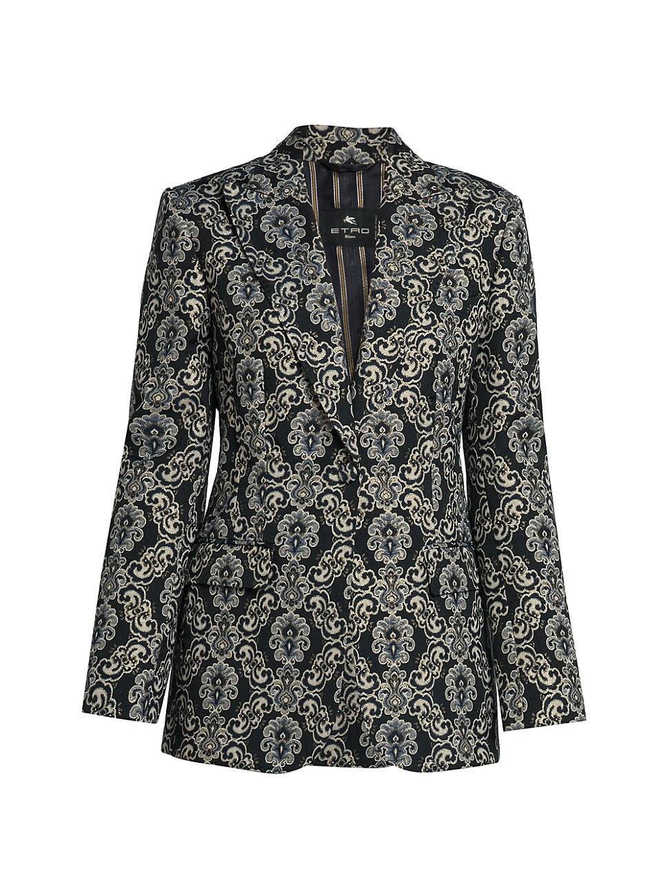 Womens Brocade Single-Button Blazer Product Image