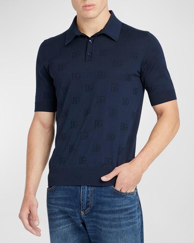 Mens DG Jacquard Silk Polo Shirt Product Image