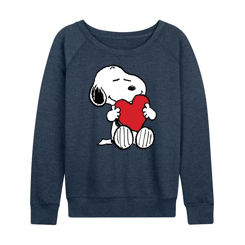 Womens Peanuts Snoopy Valentines Hugging Heart Slouchy Graphic Sweatshirt Product Image