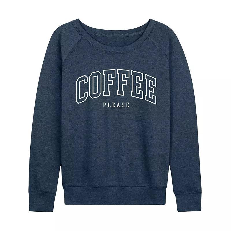 Womens Coffee Please Slouchy Graphic Sweatshirt, Girls Grey Blue Product Image