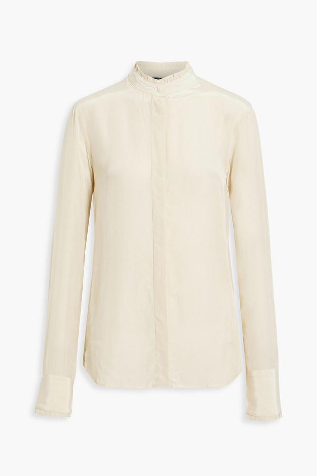 Jordan Ruffle-trimmed Crepe De Chine Shirt In Ivory Product Image