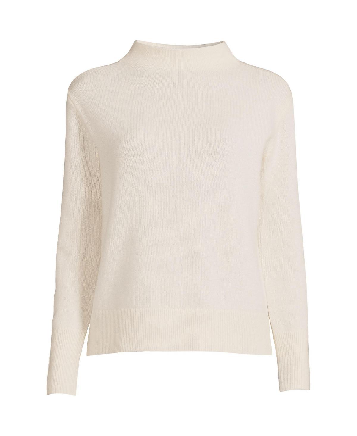 Womens Lands End Cashmere Funnel Neck Sweater White Product Image