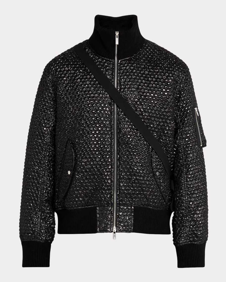 Men's Shiny Bubble Seatbelt Bomber Jacket Product Image