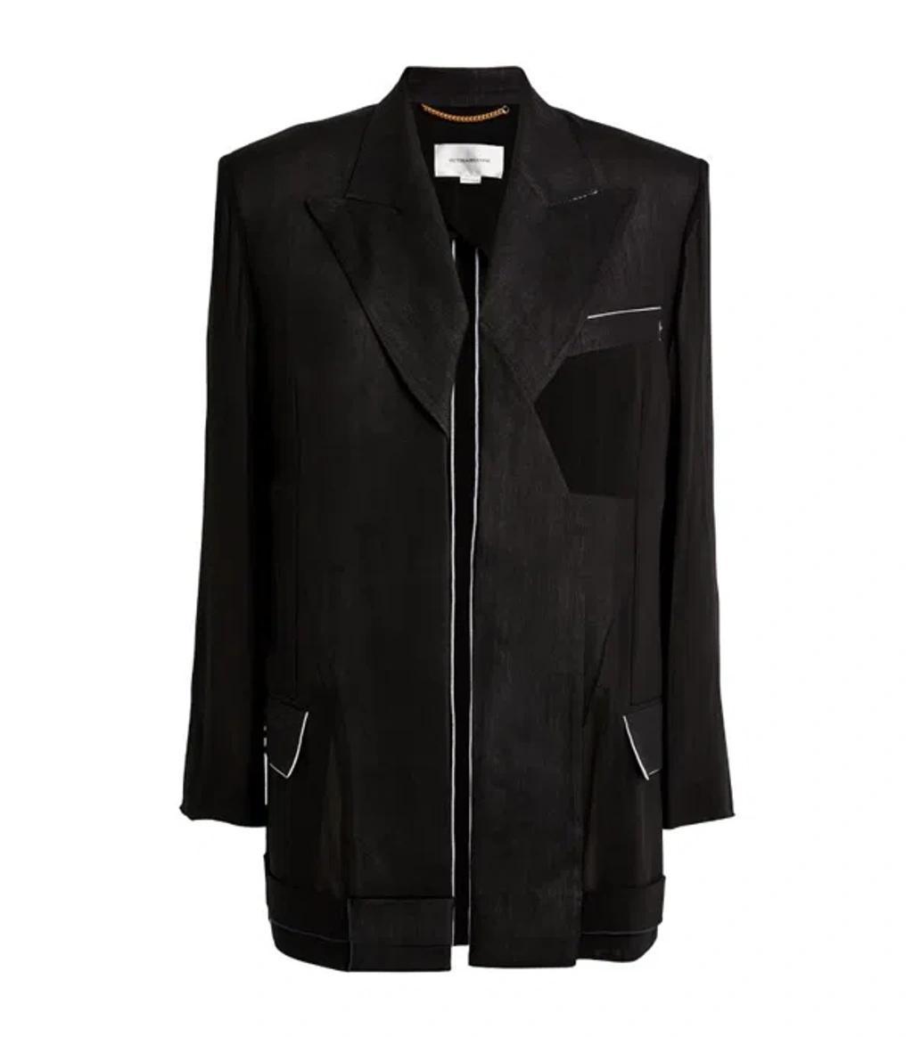 Fold-detail Tailored Oversized Jacket In Black Product Image