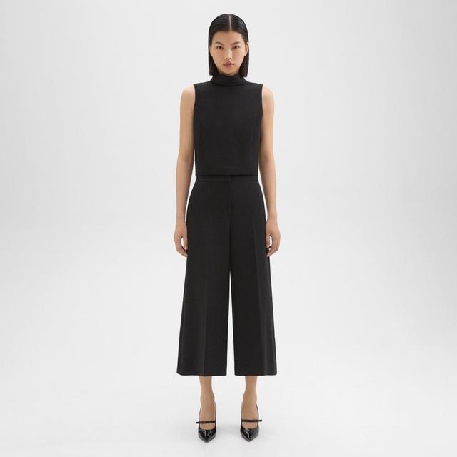 Theory Cropped Wide-Leg Pant in Double Weave  female Product Image