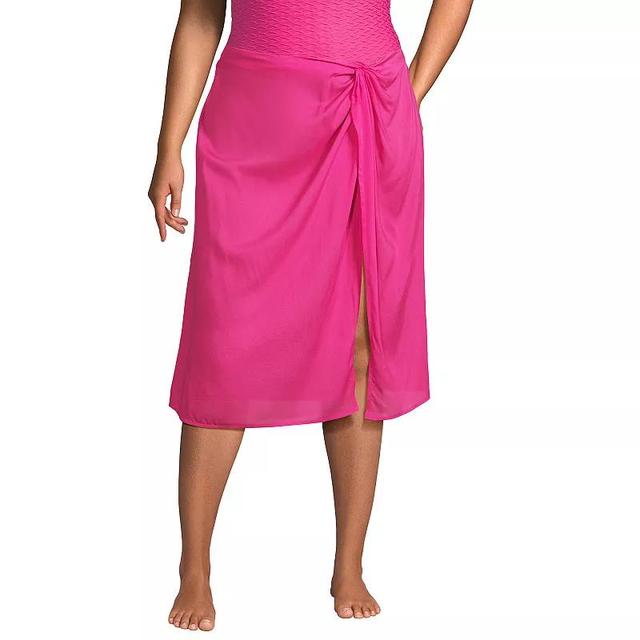 Plus Size Lands End Twist Front Knee Length Swim Skirt Cover-Up, Womens Product Image