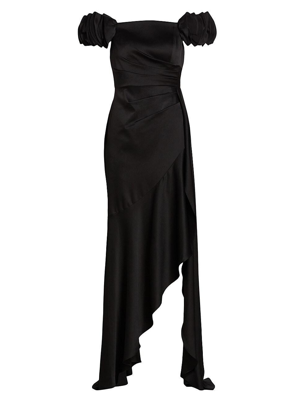 Womens Satin Draped Off-The-Shoulder Gown Product Image