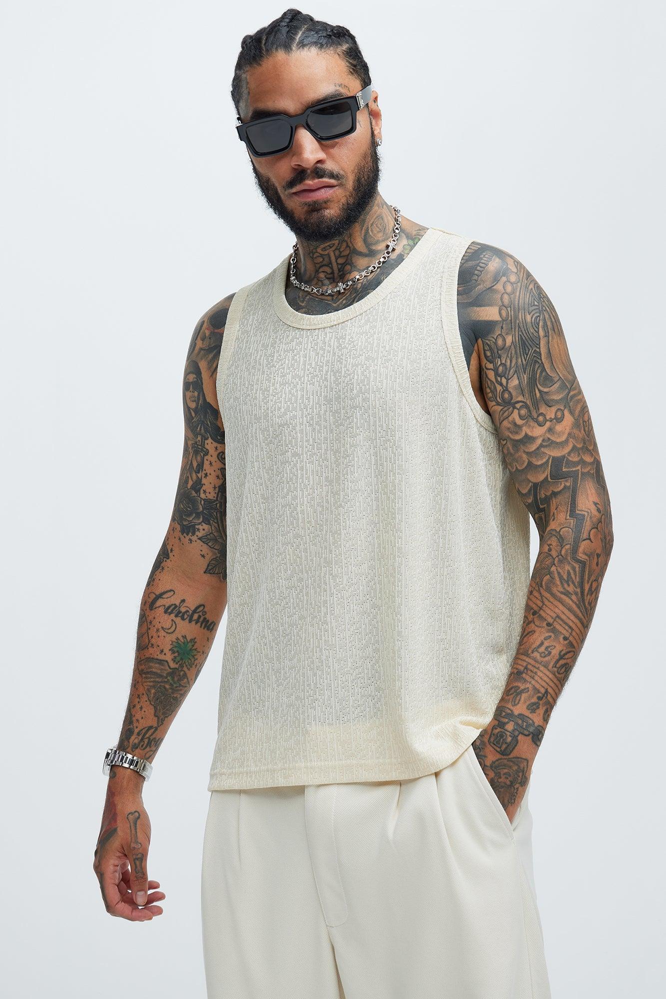 Sleek Textured Tank - Off White Product Image