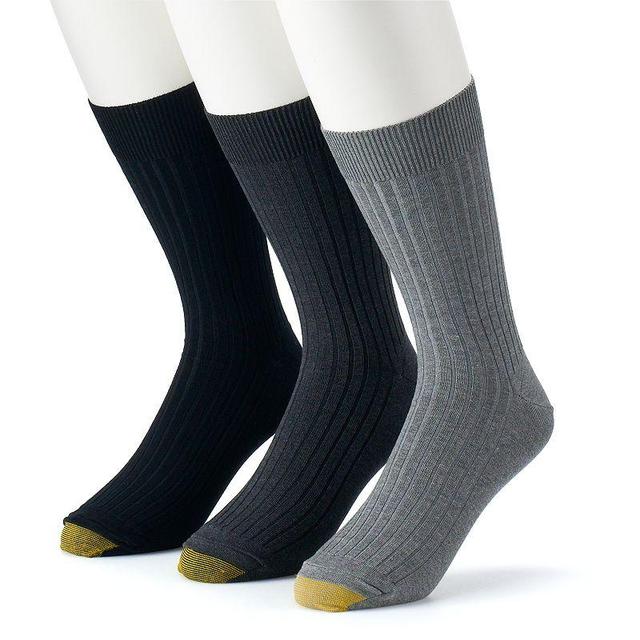 Mens GOLDTOE 3-pack Canterbury Crew Socks Gray Grey Product Image