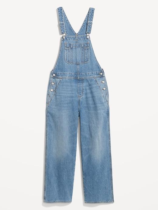 Baggy Wide-Leg Jean Overalls Product Image