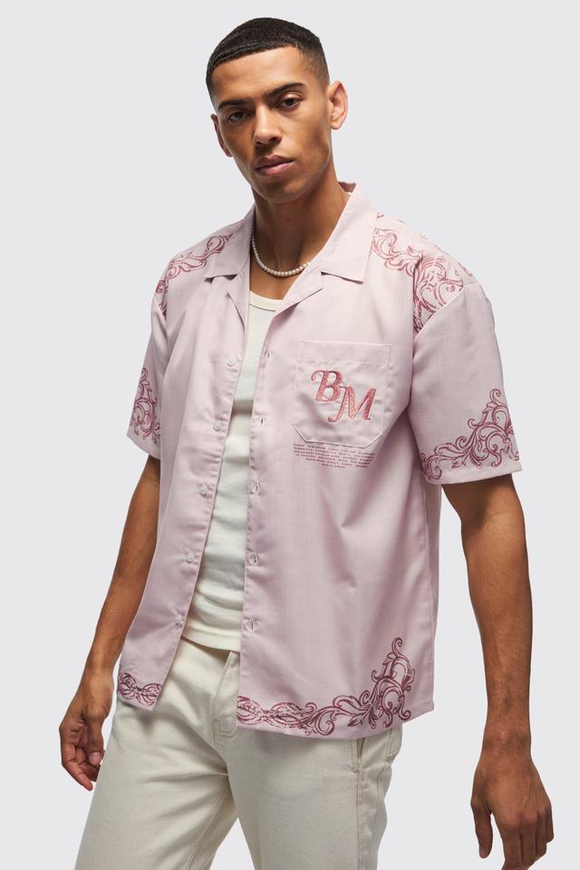 Oversized Back Printed Revere Shirt | boohooMAN USA Product Image