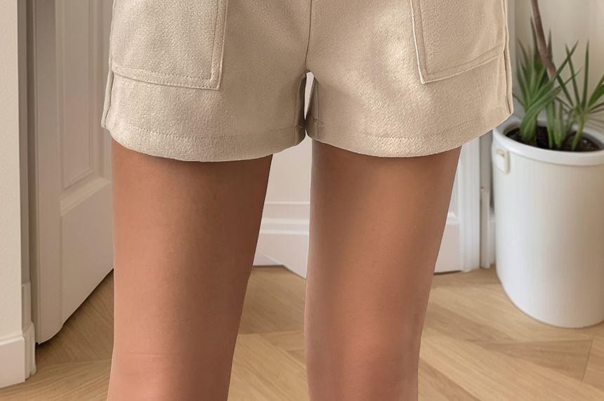 Drawstring High Waist Plain Shorts Product Image