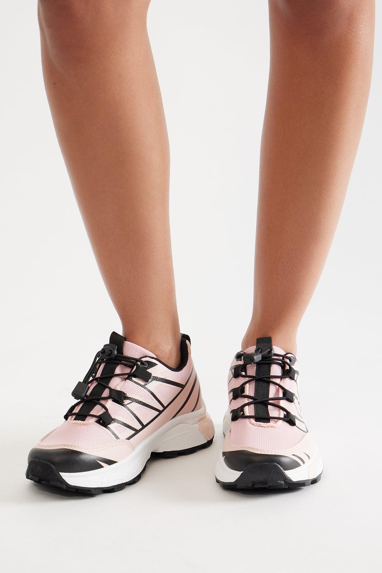 Geo Lace Up Sneakers - Pink/combo Product Image