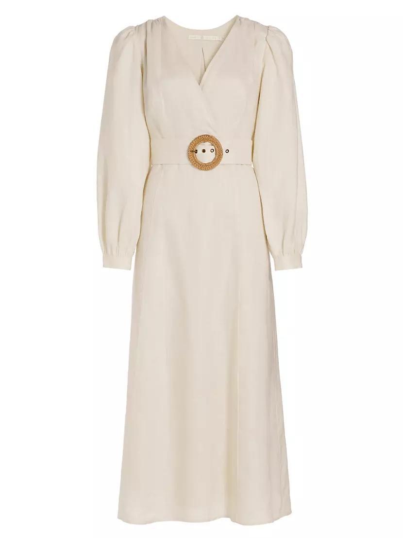 Evelle Linen Tie-Waist Midi-Dress Product Image