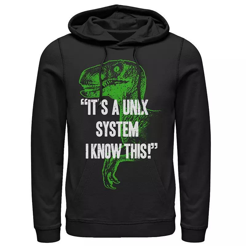 Mens Jurassic Park Neon Dinosaur A Unix System Graphic Pullover Hoodie Grey Heather Product Image