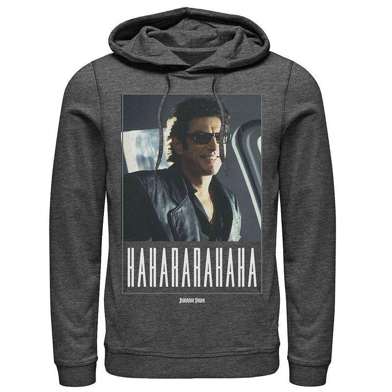 Mens Jurassic Park Ian Malcolm Hahararahaha Hoodie Grey Heather Product Image