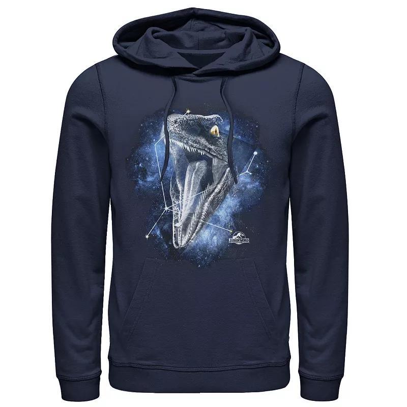 Mens Jurassic World Raptor Roaring Constellation Pullover Graphic Hoodie Blue Product Image