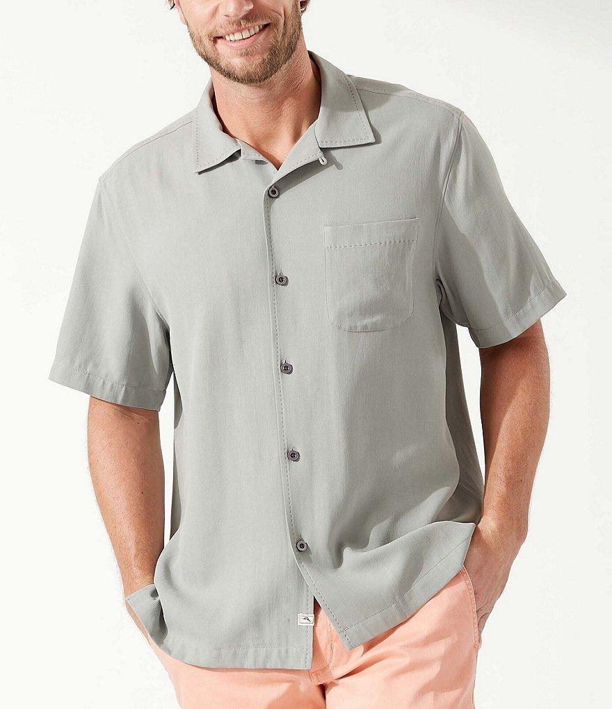 Tommy Bahama Hawaiian Herringbone Silk Short Sleeve Woven Camp Shirt Product Image