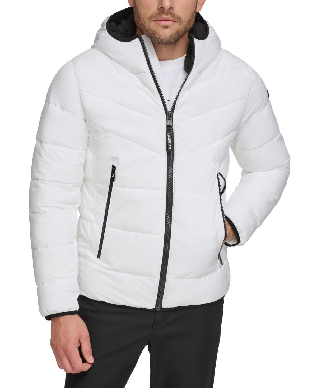 Calvin Klein Mens Chevron Stretch Jacket With Sherpa Lined Hood Product Image