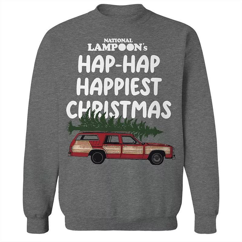 Mens Happiest Christmas National Lampoons Christmas Vacation Graphic Fleece Crew Sweatshirt Grey Heather Product Image