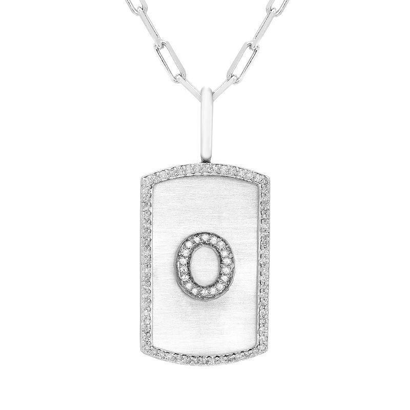 Its Personal Initial Sterling Silver & 1/4 Carat T.W. Diamond Dog Tag Necklace, Womens White Product Image