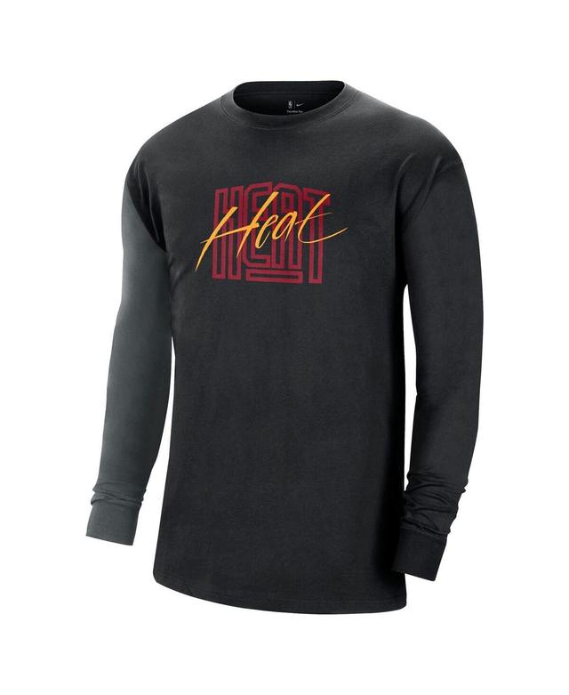 Mens Nike Black Miami Heat Courtside Versus Flight MAX90 Long Sleeve T-shirt Product Image