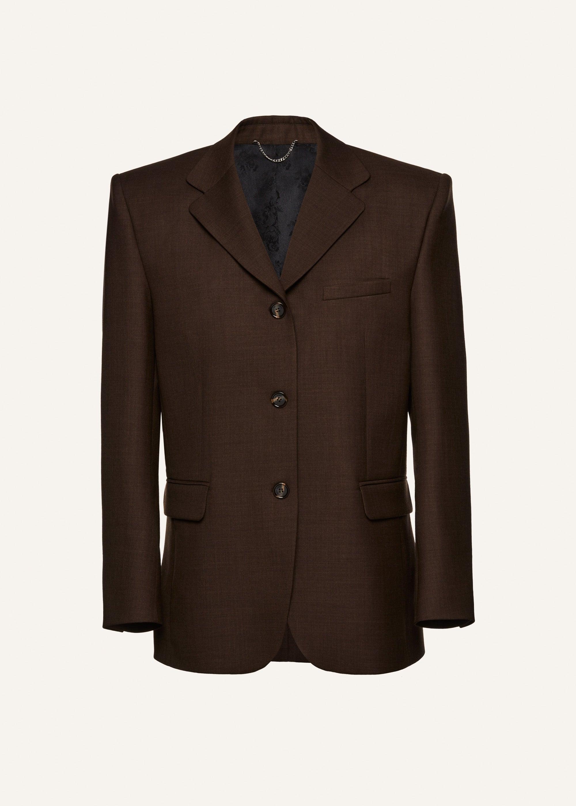 Boxy oversized blazer in brown Product Image