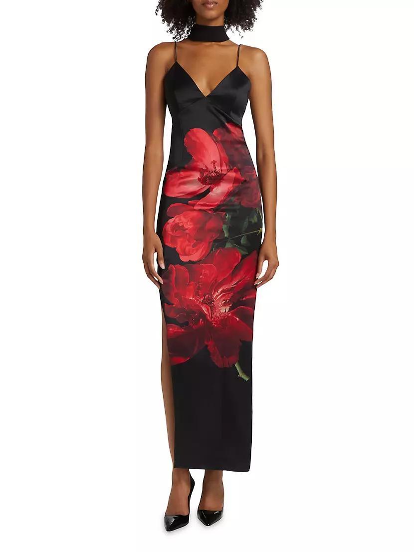 Monika Floral Satin Maxi Dress Product Image