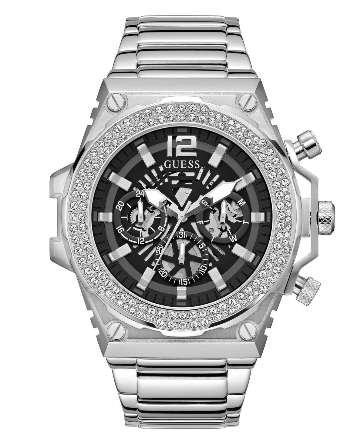 Guess Mens Multi-Function Silver-Tone Stainless Steel Watch 48mm Product Image