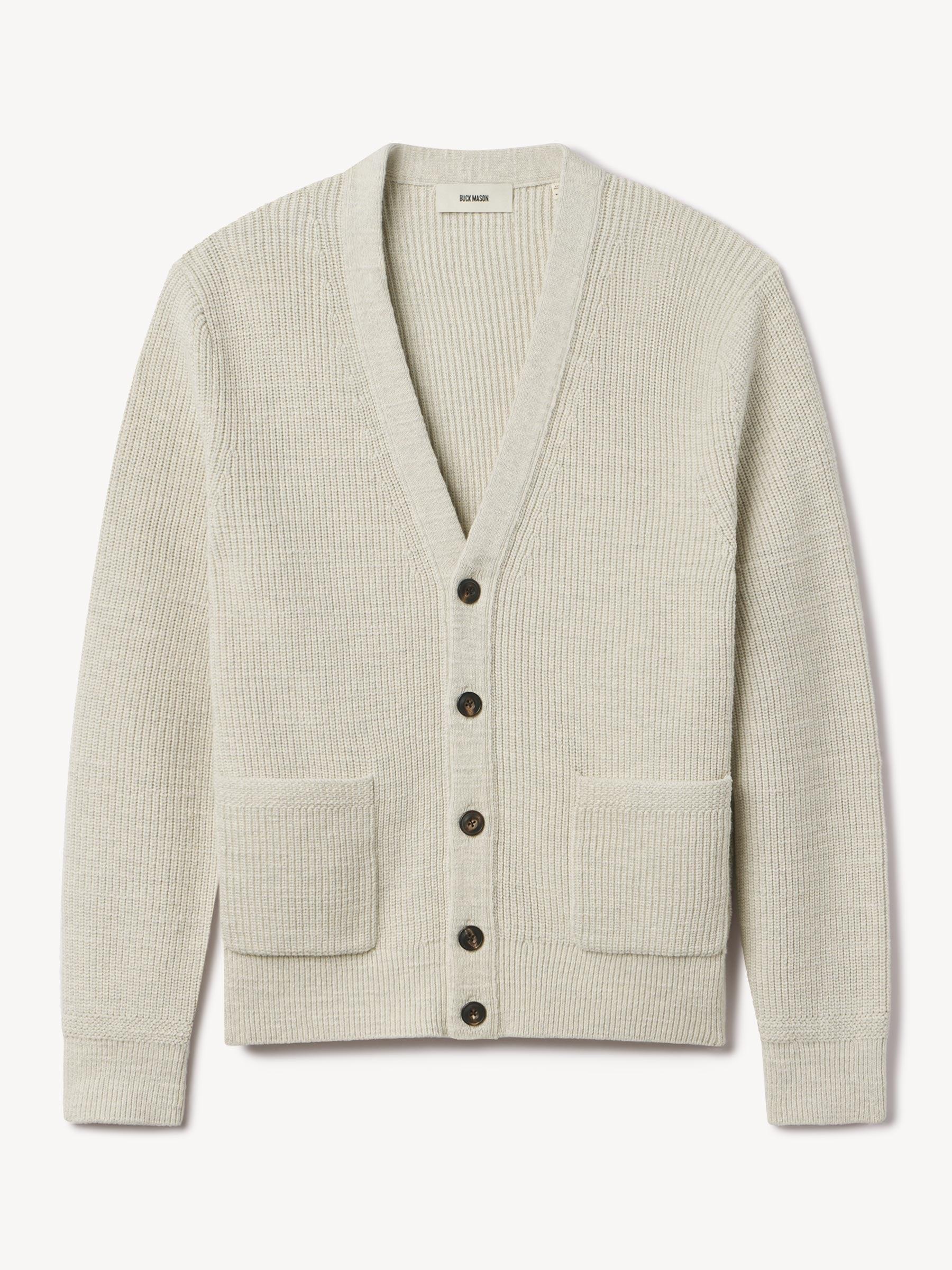 Warm White Seafarer Cotton Rib Cardigan Product Image