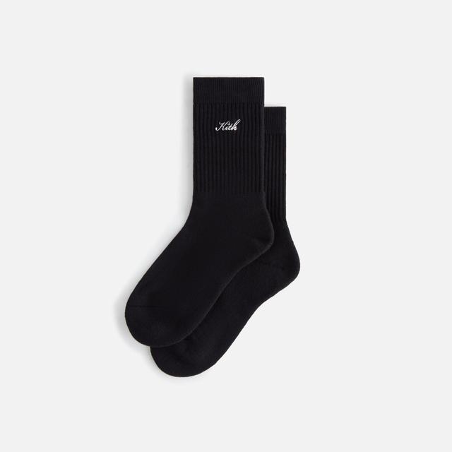 Kith Women Script Classic Crew Socks - Black Female Product Image