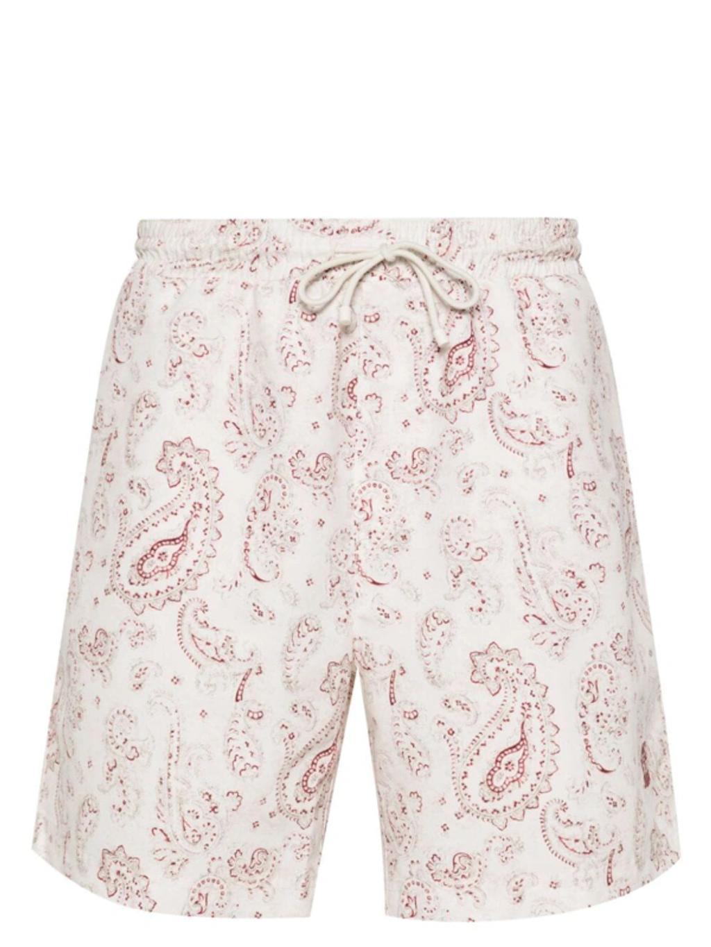 Paisley-print Swim Shorts In Beige Product Image