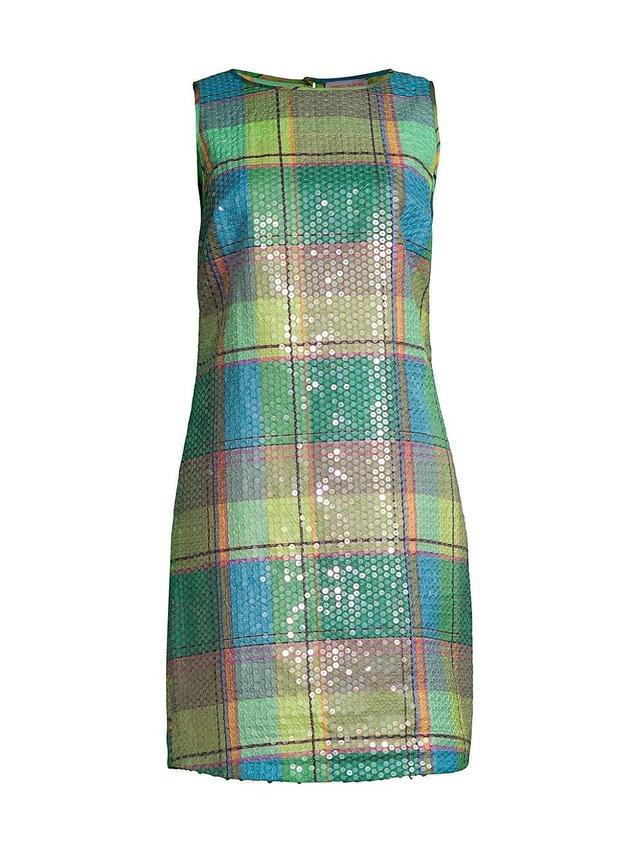 Womens Plaid Sequined Shift Dress Product Image