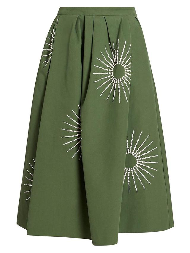 Womens Soni Embroidered Cotton Midi-Skirt Product Image